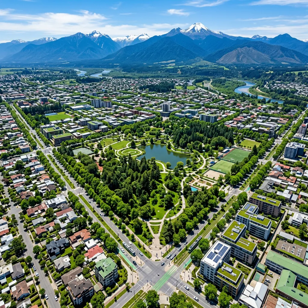 Territorio urbano conectado con áreas verdes en la zona centro-sur